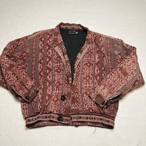 Vntage Synergy Womens M Red Pattern Jacket